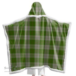 ScotsTee Shop Scottish Cunningham Dress Green Dancers Clan Tartan Sherpa Hooded Blanket Wearable Cuddle Throw Warm Cozy