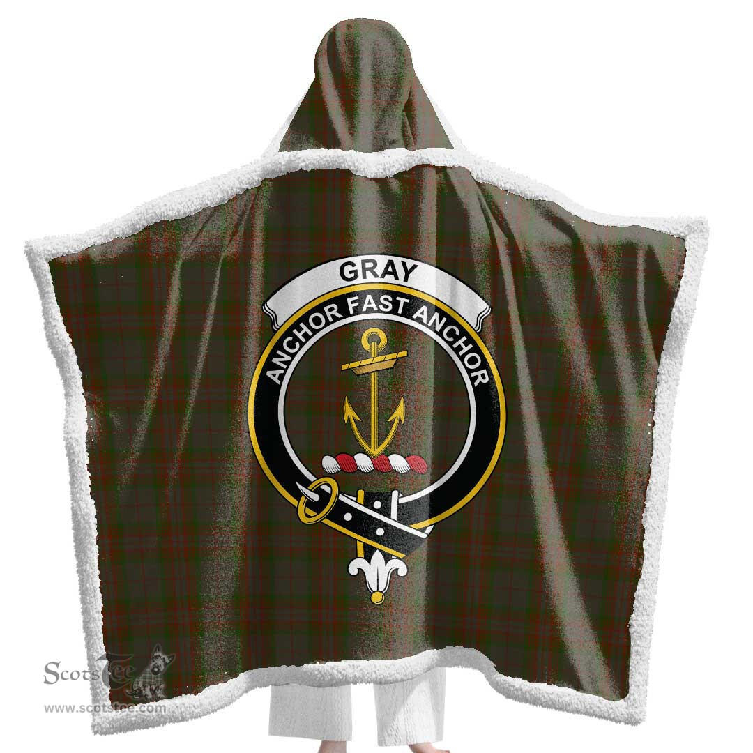 ScotsTee Shop Scottish Gray Clan Crest Tartan Sherpa Hooded Blanket Wearable Cuddle Throw Warm Cozy