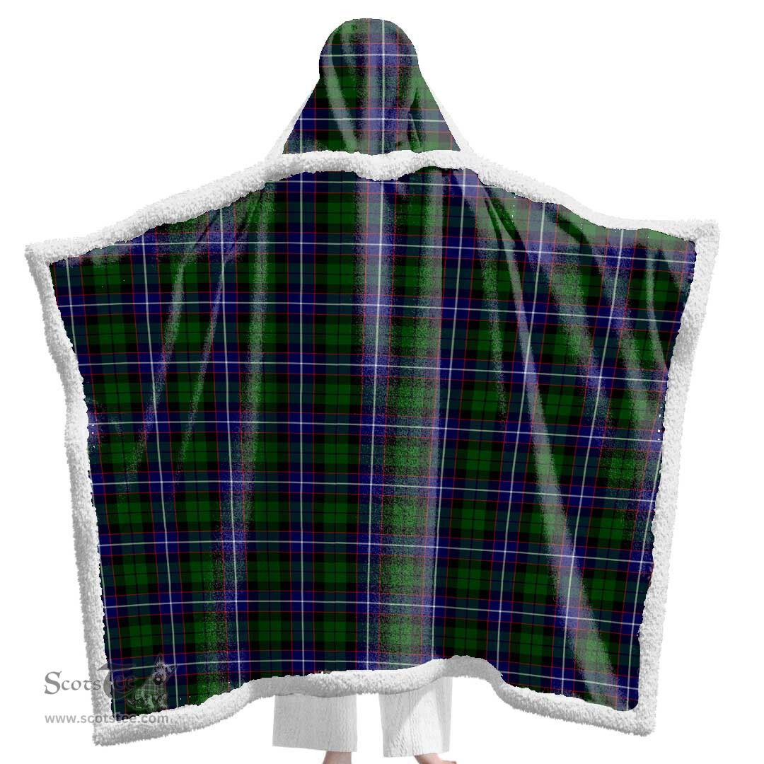 ScotsTee Shop Scottish Russell Modern Clan Tartan Sherpa Hooded Blanket Wearable Cuddle Throw Warm Cozy