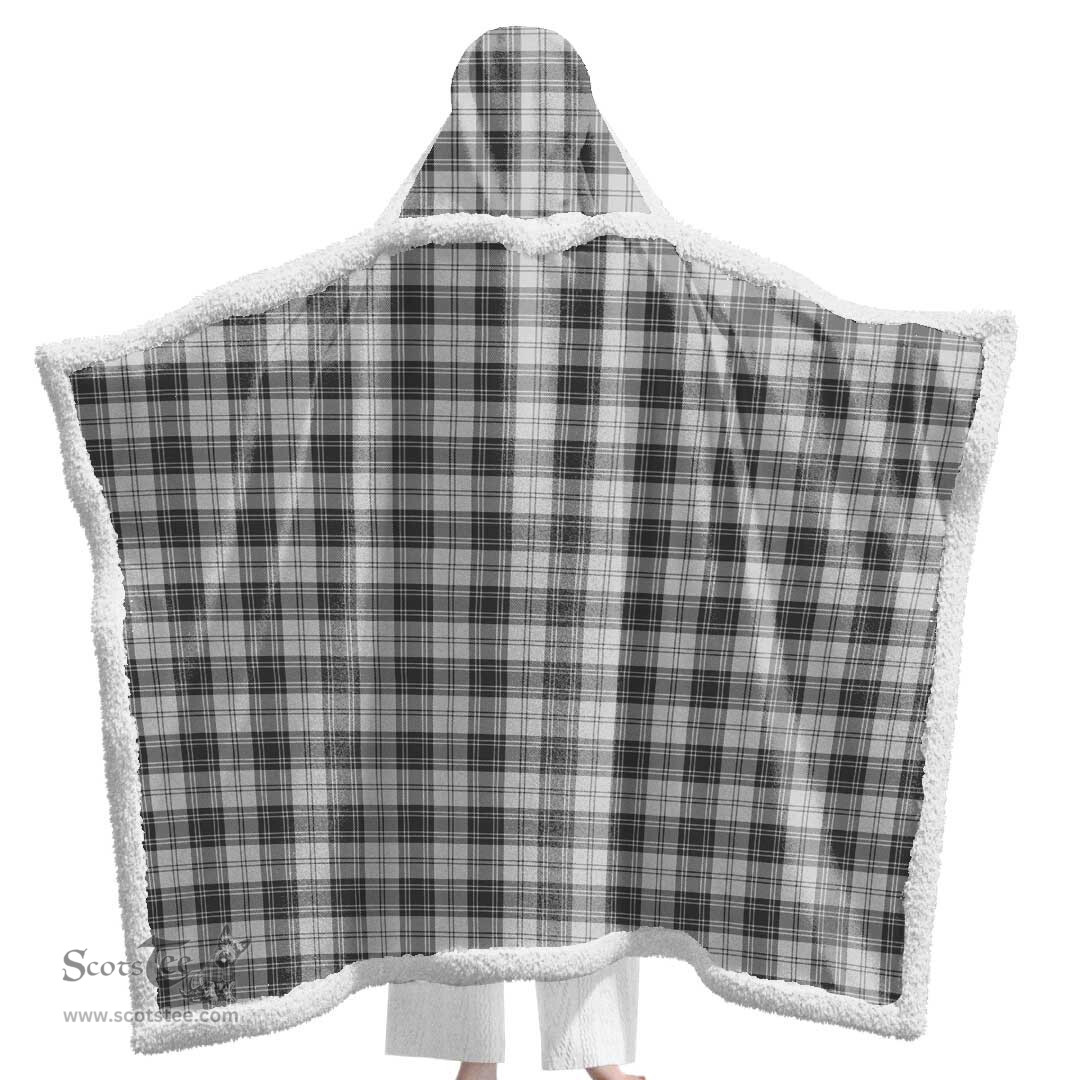 ScotsTee Shop Scottish Douglas Grey Modern Clan Tartan Sherpa Hooded Blanket Wearable Cuddle Throw Warm Cozy