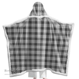 ScotsTee Shop Scottish Douglas Grey Modern Clan Tartan Sherpa Hooded Blanket Wearable Cuddle Throw Warm Cozy