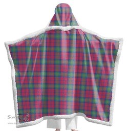 ScotsTee Shop Scottish Lindsay Ancient Clan Tartan Sherpa Hooded Blanket Wearable Cuddle Throw Warm Cozy