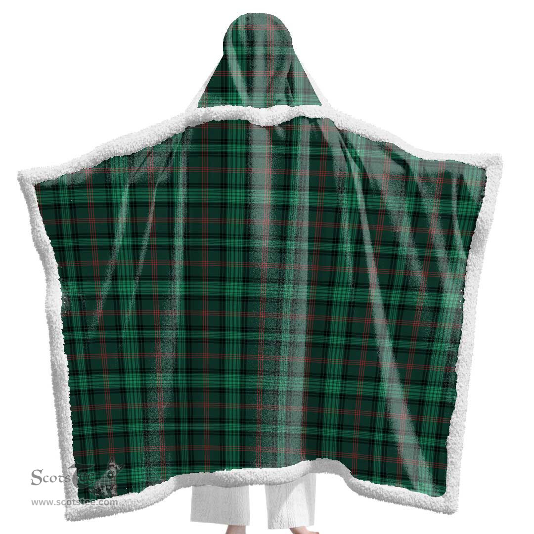 ScotsTee Shop Scottish Ross Hunting Modern Clan Tartan Sherpa Hooded Blanket Wearable Cuddle Throw Warm Cozy