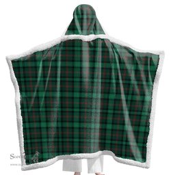 ScotsTee Shop Scottish Ross Hunting Modern Clan Tartan Sherpa Hooded Blanket Wearable Cuddle Throw Warm Cozy
