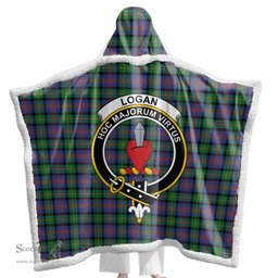 ScotsTee Shop Scottish Logan Ancient Clan Crest Tartan Sherpa Hooded Blanket Wearable Cuddle Throw Warm Cozy