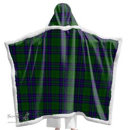 ScotsTee Shop Scottish Lockhart Modern Clan Tartan Sherpa Hooded Blanket Wearable Cuddle Throw Warm Cozy