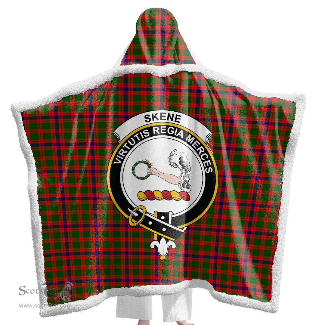 ScotsTee Shop Scottish Skene Modern Clan Crest Tartan Sherpa Hooded Blanket Wearable Cuddle Throw Warm Cozy