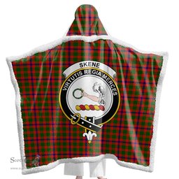 ScotsTee Shop Scottish Skene Modern Clan Crest Tartan Sherpa Hooded Blanket Wearable Cuddle Throw Warm Cozy