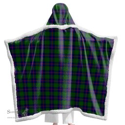 ScotsTee Shop Scottish Shaw Modern Clan Tartan Sherpa Hooded Blanket Wearable Cuddle Throw Warm Cozy