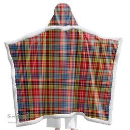 ScotsTee Shop Scottish Ogilvie of Airlie Ancient Clan Tartan Sherpa Hooded Blanket Wearable Cuddle Throw Warm Cozy