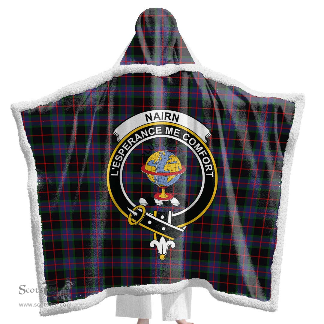 ScotsTee Shop Scottish Nairn Clan Crest Tartan Sherpa Hooded Blanket Wearable Cuddle Throw Warm Cozy