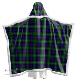 ScotsTee Shop Scottish MacThomas Modern Clan Tartan Sherpa Hooded Blanket Wearable Cuddle Throw Warm Cozy