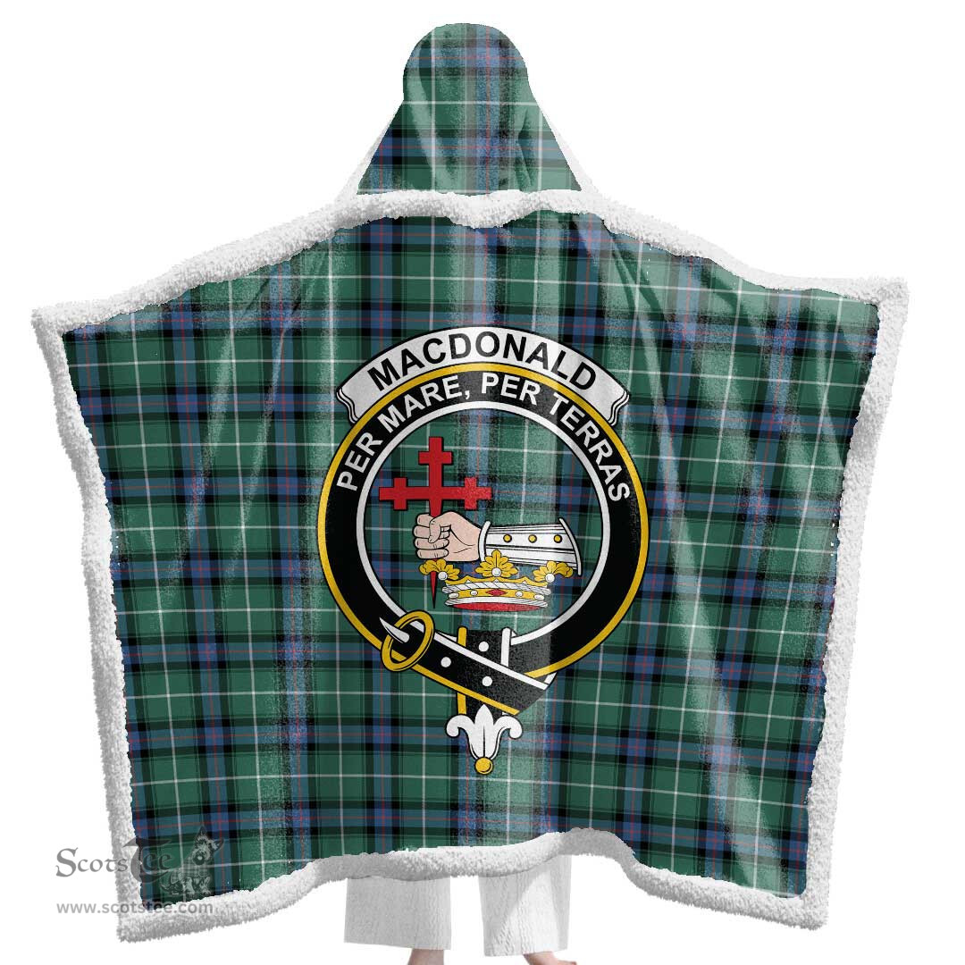 ScotsTee Shop Scottish MacDonald of the Isles Hunting Ancient Clan Crest Tartan Sherpa Hooded Blanket Wearable Cuddle Throw Warm Cozy