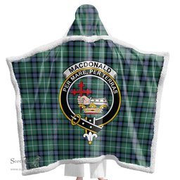 ScotsTee Shop Scottish MacDonald of the Isles Hunting Ancient Clan Crest Tartan Sherpa Hooded Blanket Wearable Cuddle Throw Warm Cozy