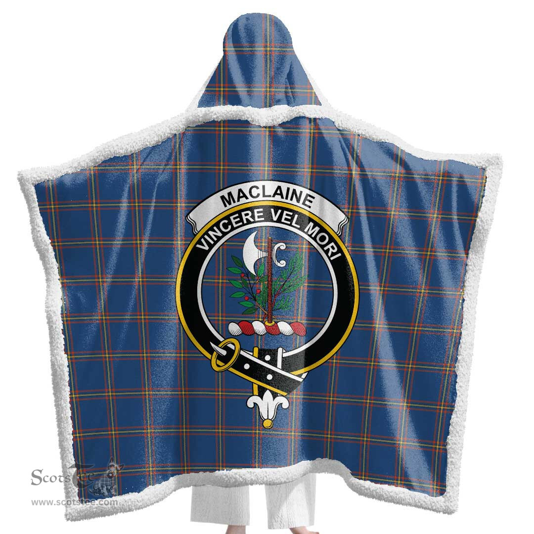 ScotsTee Shop Scottish MacLaine of Loch Buie Hunting Ancient Clan Crest Tartan Sherpa Hooded Blanket Wearable Cuddle Throw Warm Cozy