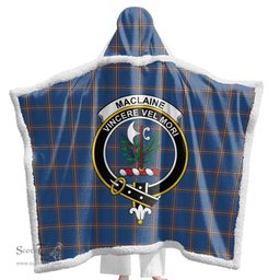 ScotsTee Shop Scottish MacLaine of Loch Buie Hunting Ancient Clan Crest Tartan Sherpa Hooded Blanket Wearable Cuddle Throw Warm Cozy