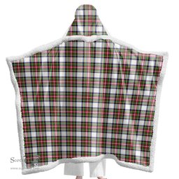 ScotsTee Shop Scottish Stewart Dress Modern Clan Tartan Sherpa Hooded Blanket Wearable Cuddle Throw Warm Cozy