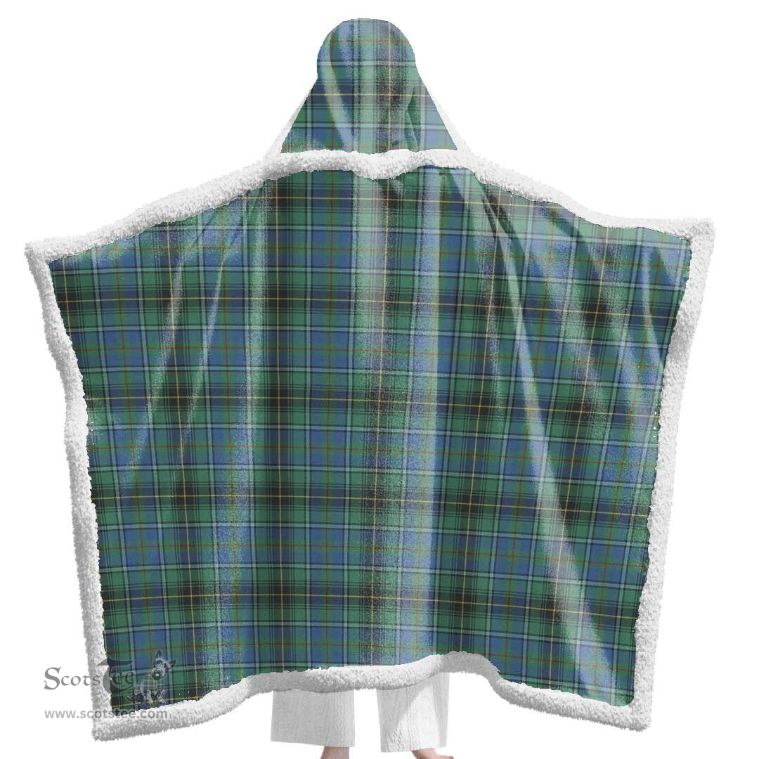 ScotsTee Shop Scottish MacInnes Ancient Clan Tartan Sherpa Hooded Blanket Wearable Cuddle Throw Warm Cozy