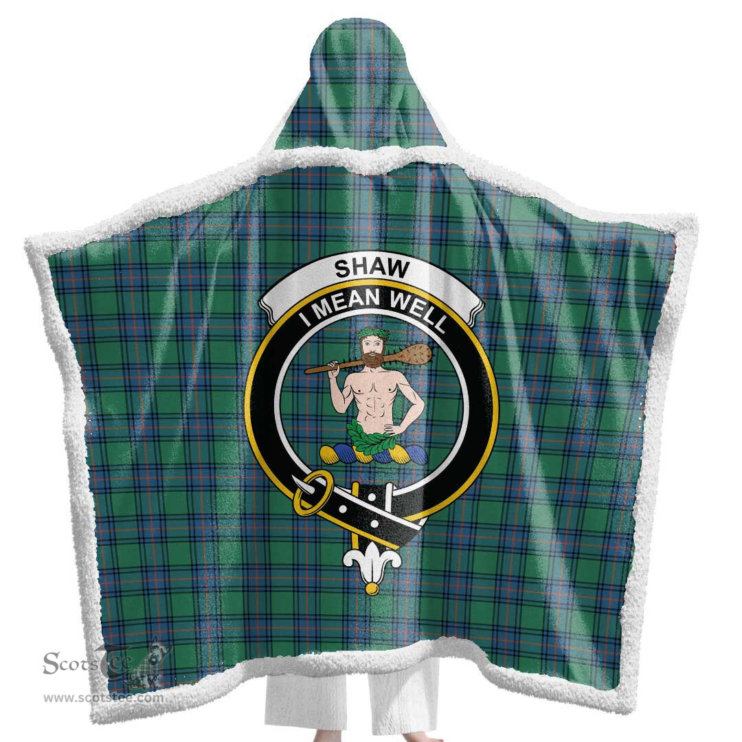 ScotsTee Shop Scottish Shaw Ancient Clan Crest Tartan Sherpa Hooded Blanket Wearable Cuddle Throw Warm Cozy