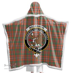 ScotsTee Shop Scottish MacKinnon Ancient Clan Crest Tartan Sherpa Hooded Blanket Wearable Cuddle Throw Warm Cozy