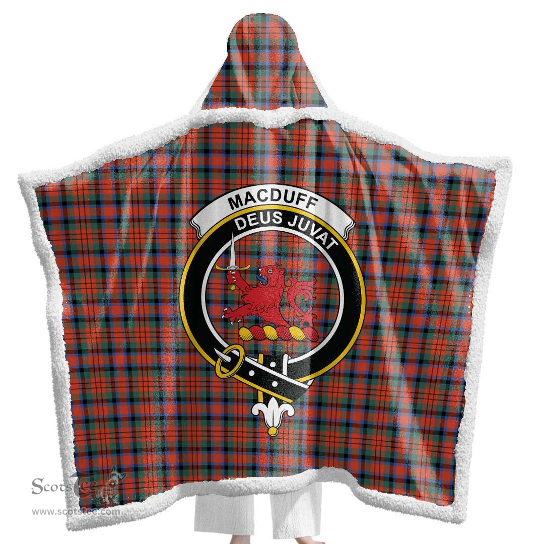 ScotsTee Shop Scottish MacDuff Ancient Clan Crest Tartan Sherpa Hooded Blanket Wearable Cuddle Throw Warm Cozy