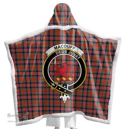 ScotsTee Shop Scottish MacDuff Ancient Clan Crest Tartan Sherpa Hooded Blanket Wearable Cuddle Throw Warm Cozy