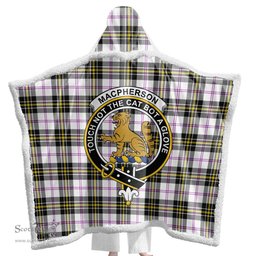 ScotsTee Shop Scottish MacPherson Dress Modern Clan Crest Tartan Sherpa Hooded Blanket Wearable Cuddle Throw Warm Cozy