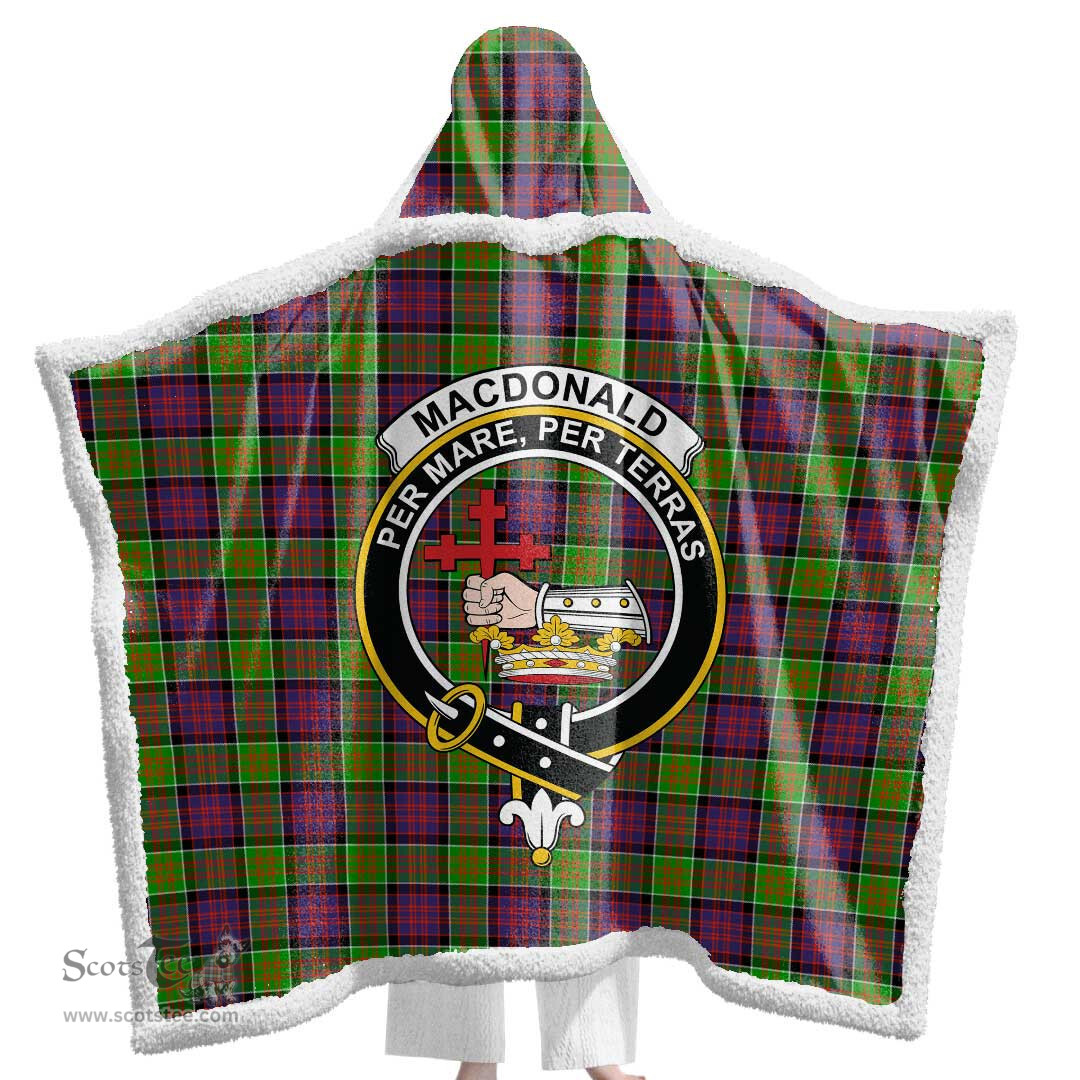 ScotsTee Shop Scottish MacDonald of Clanranald Clan Crest Tartan Sherpa Hooded Blanket Wearable Cuddle Throw Warm Cozy