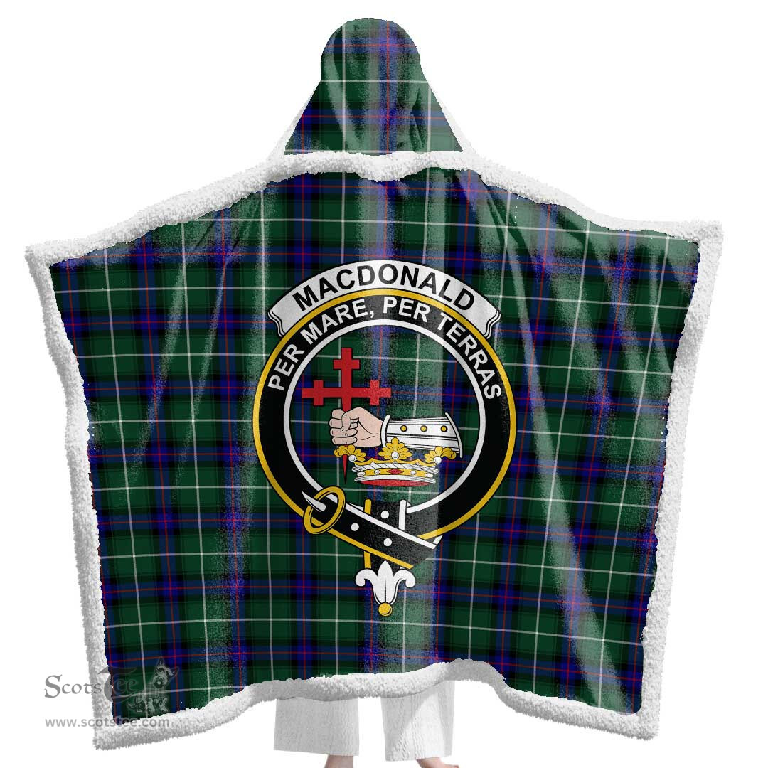 ScotsTee Shop Scottish MacDonald of the Isles Hunting Modern Clan Crest Tartan Sherpa Hooded Blanket Wearable Cuddle Throw Warm Cozy