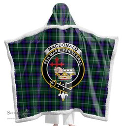 ScotsTee Shop Scottish MacDonald of the Isles Hunting Modern Clan Crest Tartan Sherpa Hooded Blanket Wearable Cuddle Throw Warm Cozy