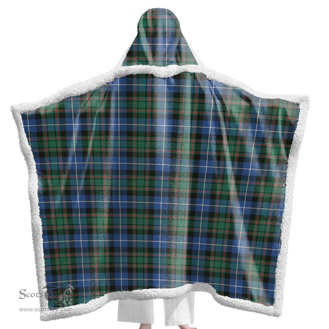 ScotsTee Shop Scottish MacRae Hunting Ancient Clan Tartan Sherpa Hooded Blanket Wearable Cuddle Throw Warm Cozy