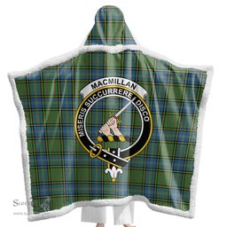 ScotsTee Shop Scottish MacMillan Hunting Ancient Clan Crest Tartan Sherpa Hooded Blanket Wearable Cuddle Throw Warm Cozy