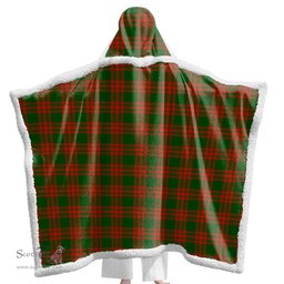 ScotsTee Shop Scottish Menzies Green Modern Clan Tartan Sherpa Hooded Blanket Wearable Cuddle Throw Warm Cozy