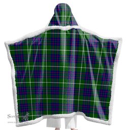 ScotsTee Shop Scottish MacIntyre Hunting Modern Clan Tartan Sherpa Hooded Blanket Wearable Cuddle Throw Warm Cozy