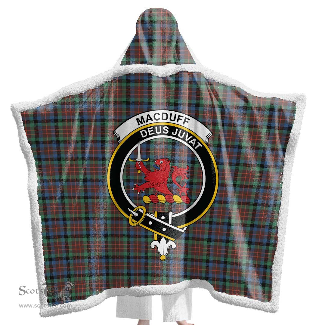 ScotsTee Shop Scottish MacDuff Hunting Ancient Clan Crest Tartan Sherpa Hooded Blanket Wearable Cuddle Throw Warm Cozy