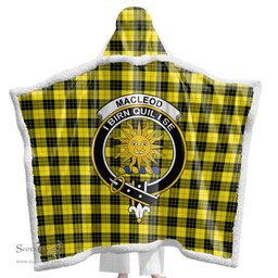 ScotsTee Shop Scottish MacLeod of Lewis Modern Clan Crest Tartan Sherpa Hooded Blanket Wearable Cuddle Throw Warm Cozy