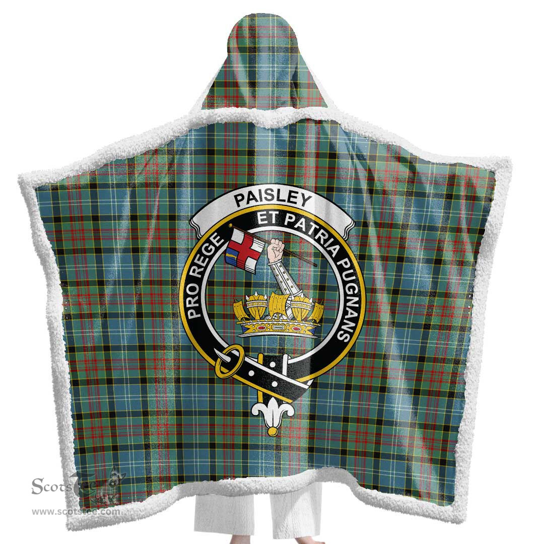 ScotsTee Shop Scottish Paisley District Clan Crest Tartan Sherpa Hooded Blanket Wearable Cuddle Throw Warm Cozy