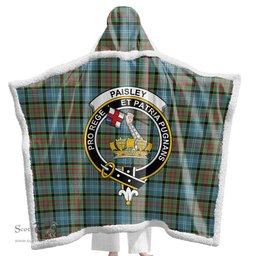 ScotsTee Shop Scottish Paisley District Clan Crest Tartan Sherpa Hooded Blanket Wearable Cuddle Throw Warm Cozy