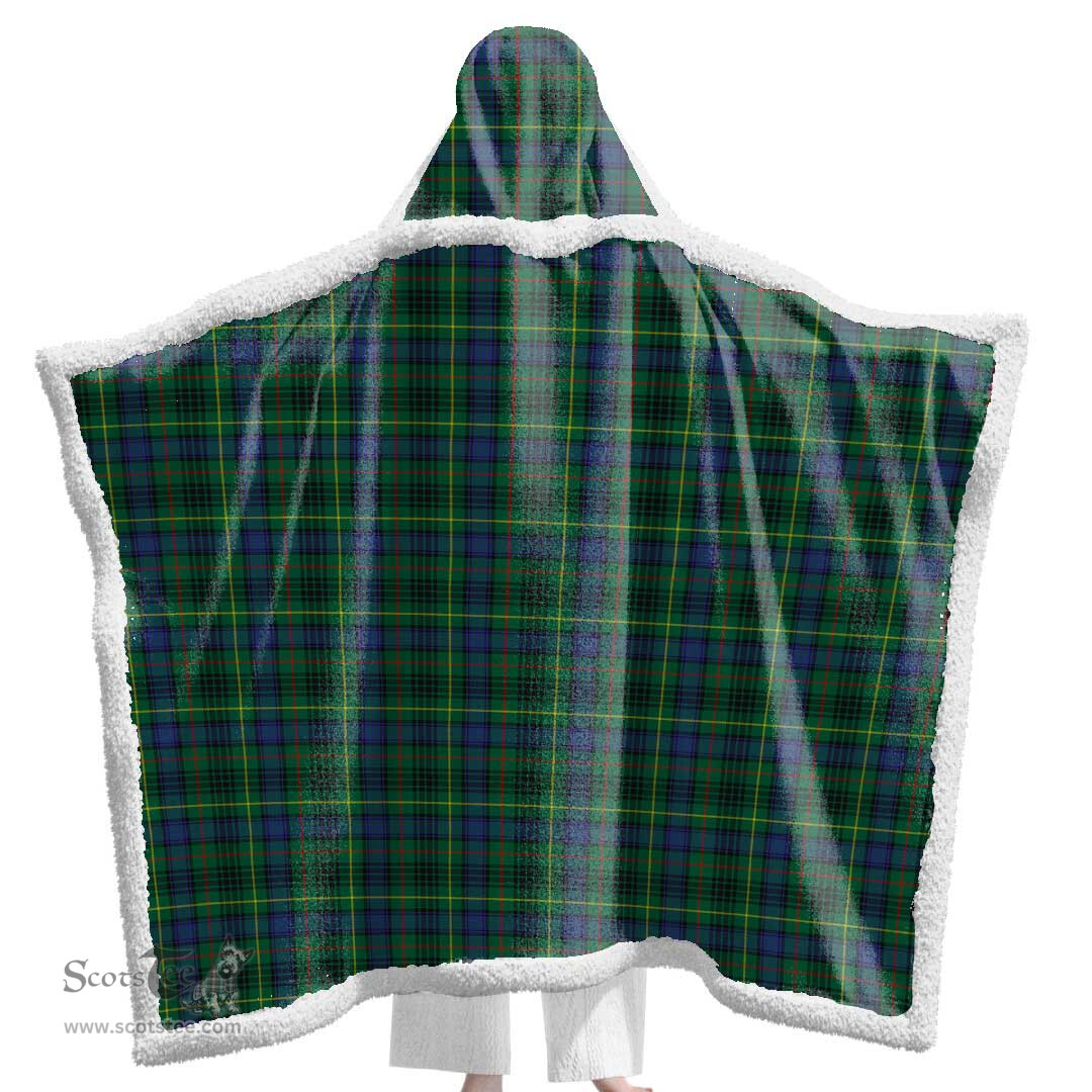 ScotsTee Shop Scottish Stewart Hunting Modern Clan Tartan Sherpa Hooded Blanket Wearable Cuddle Throw Warm Cozy