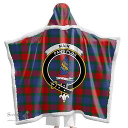 ScotsTee Shop Scottish Mar Clan Crest Tartan Sherpa Hooded Blanket Wearable Cuddle Throw Warm Cozy