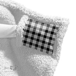 ScotsTee Shop Scottish MacFarlane Black & White Clan Tartan Sherpa Hooded Blanket Wearable Cuddle Throw Warm Cozy