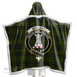 ScotsTee Shop Scottish MacLean Hunting Clan Crest Tartan Sherpa Hooded Blanket Wearable Cuddle Throw Warm Cozy