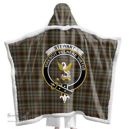 ScotsTee Shop Scottish Stewart Hunting Weathered Clan Crest Tartan Sherpa Hooded Blanket Wearable Cuddle Throw Warm Cozy