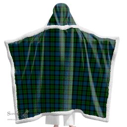 ScotsTee Shop Scottish MacKay Modern Clan Tartan Sherpa Hooded Blanket Wearable Cuddle Throw Warm Cozy