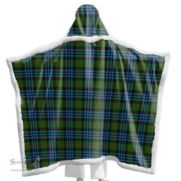 ScotsTee Shop Scottish Newlands of Lauriston Clan Tartan Sherpa Hooded Blanket Wearable Cuddle Throw Warm Cozy