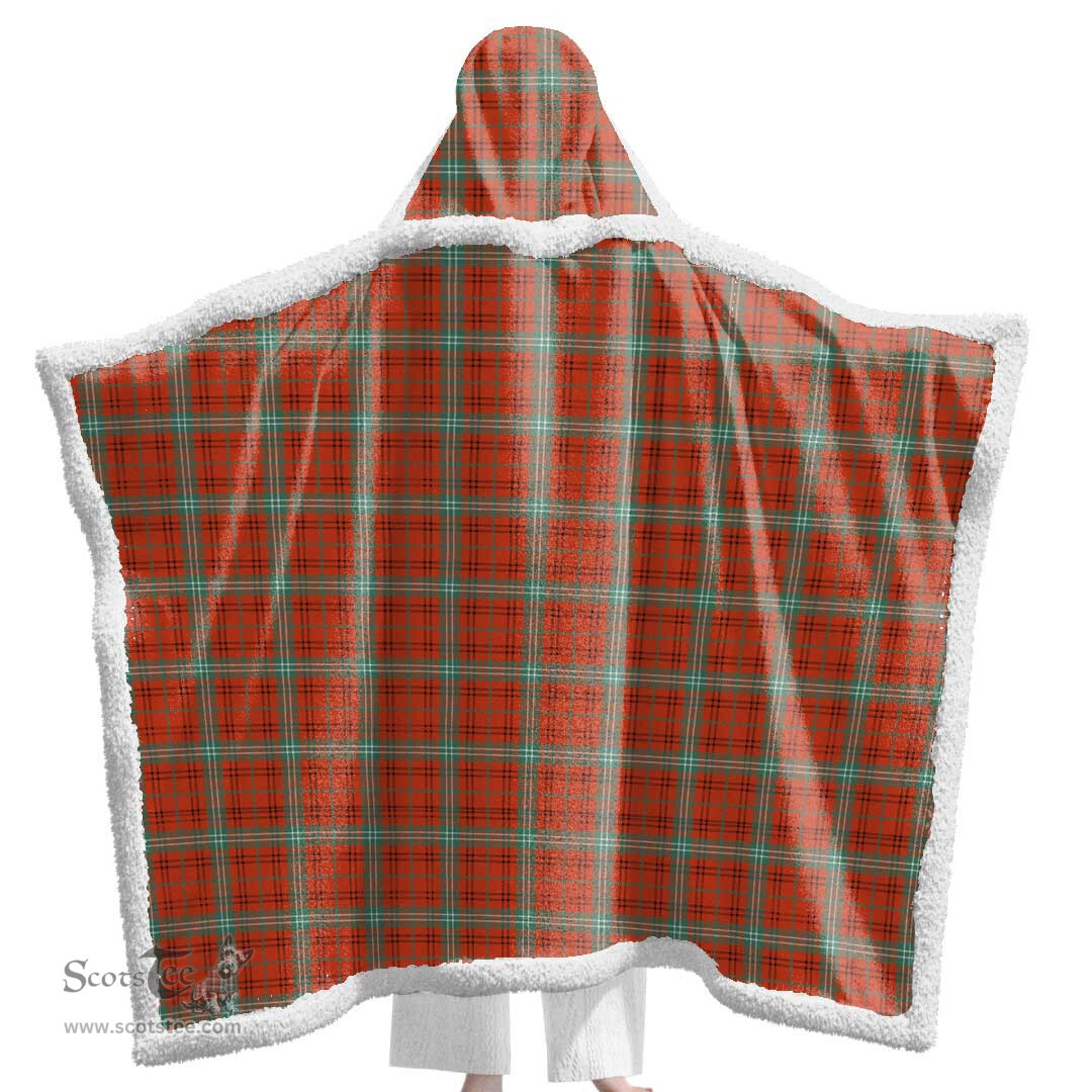 ScotsTee Shop Scottish Morrison Red Ancient Clan Tartan Sherpa Hooded Blanket Wearable Cuddle Throw Warm Cozy