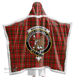 ScotsTee Shop Scottish MacKinnon Modern Clan Crest Tartan Sherpa Hooded Blanket Wearable Cuddle Throw Warm Cozy