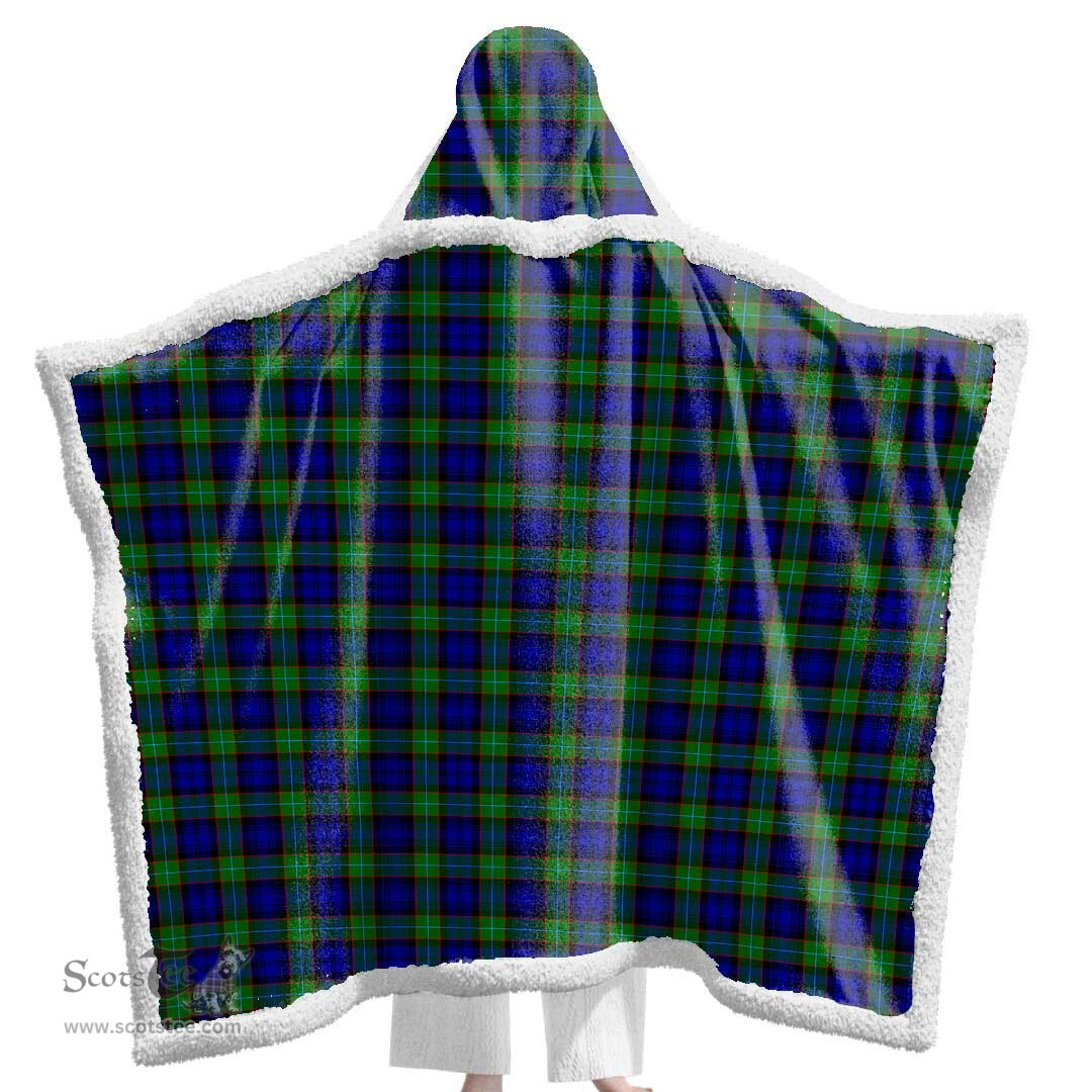 ScotsTee Shop Scottish Sempill Modern Clan Tartan Sherpa Hooded Blanket Wearable Cuddle Throw Warm Cozy
