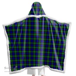 ScotsTee Shop Scottish Sempill Modern Clan Tartan Sherpa Hooded Blanket Wearable Cuddle Throw Warm Cozy