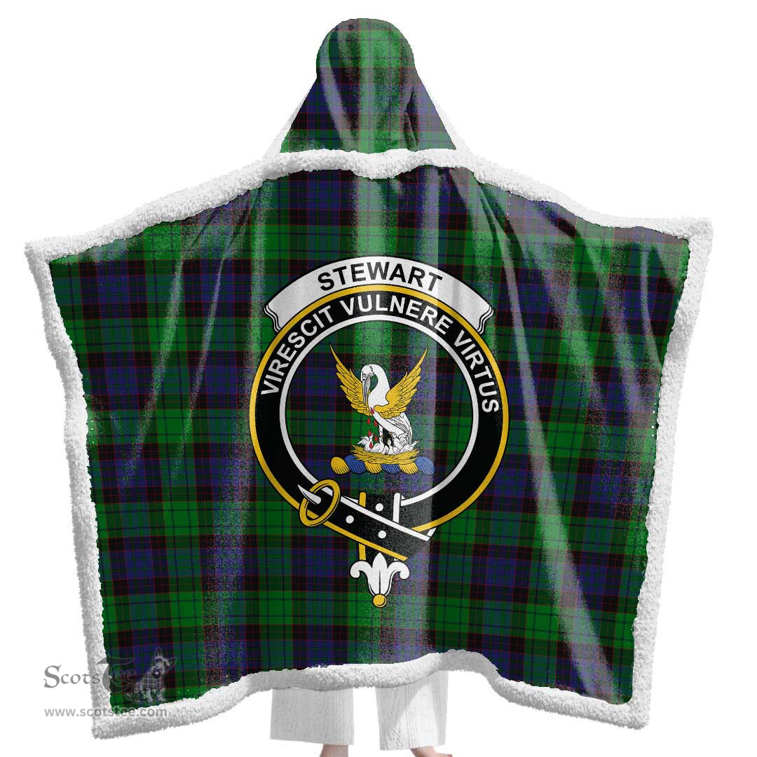 ScotsTee Shop Scottish Stewart Old Modern Clan Crest Tartan Sherpa Hooded Blanket Wearable Cuddle Throw Warm Cozy